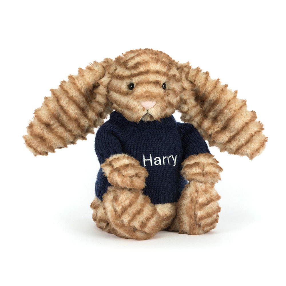 Bashful Luxe Bunny Juniper with Personalized Navy Jumper